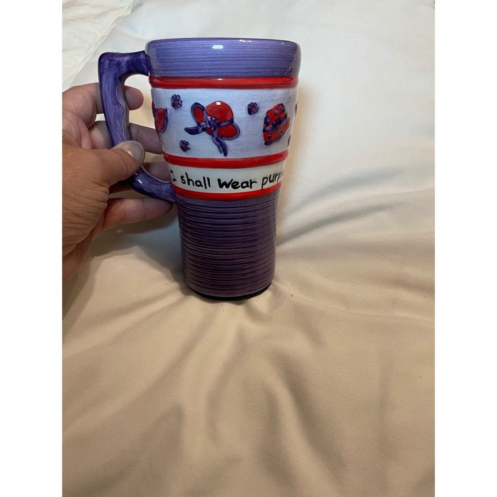 Red Hat Society Travel Mug I Shall Wear Purple Ceramic Coffee Cup with Lid